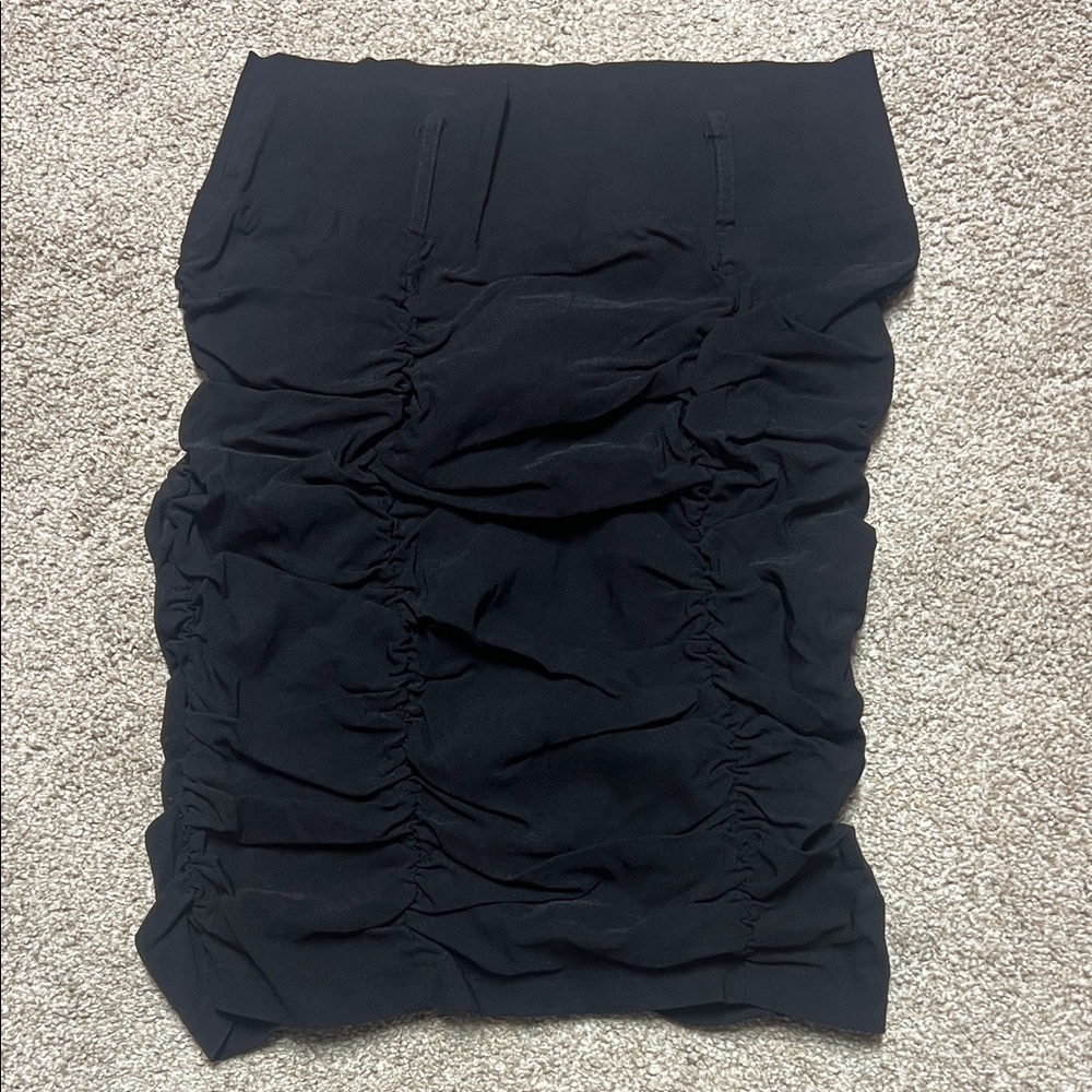 Valia Black Ruched Pencil Skirt